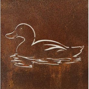 Dekoration til rionet � And motiv i cortenst�l