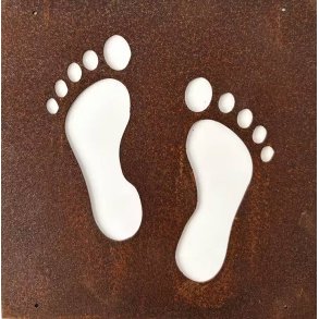 Dekoration til rionet � Fodspor motiv i cortenst�l