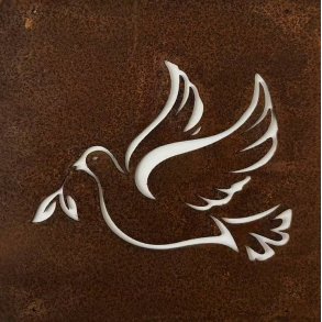 Dekoration til rionet � Fredsdue i cortenst�l