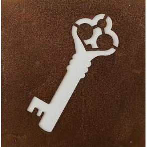 Dekoration til rionet � N�glen til mit hjerte i cortenst�l