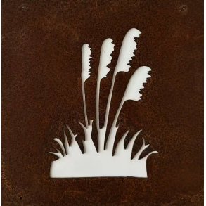 Dekoration til rionet � Pampasgr�s motiv i cortenst�l