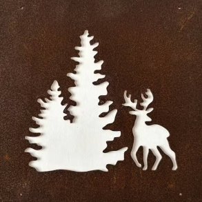 Dekoration til rionet � Skov og krondyr i cortenst�l