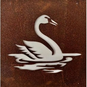 Dekoration til rionet � Svane motiv i cortenst�l