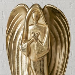 H�ndlavet aluminiums engel i guld 113 cm