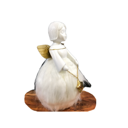 Engel med pelskjole og stjerne - H 29 cm