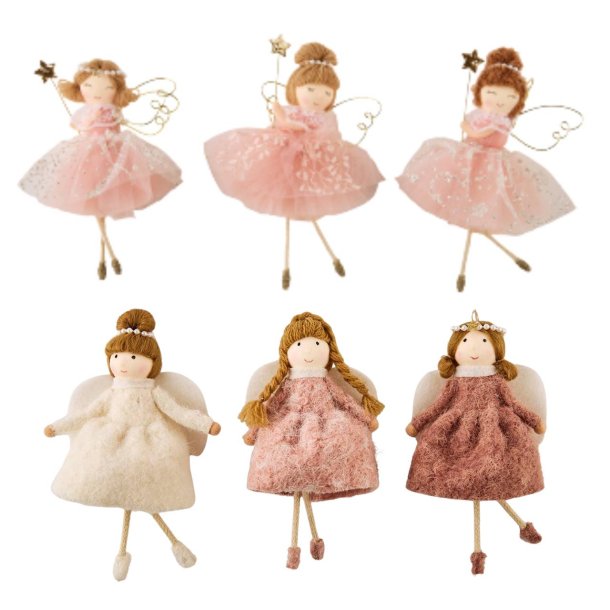 Engle - Ophng engle st 6 stk. - Rosa