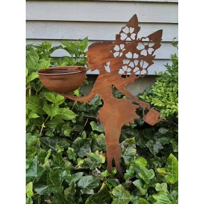 Fe med fuglebad � Cortenst�l