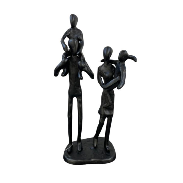 Figur - Familie figur i matsort jern - H 21 cm.
