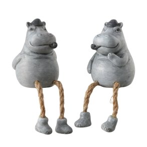 Figur � Flodheste med h�ngeben � S�t/2 stk.