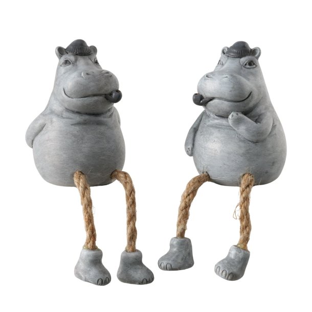 Figur � Flodheste med h�ngeben � S�t/2 stk.