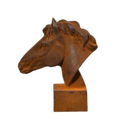 Figur - Hest - Hestehoved i metal