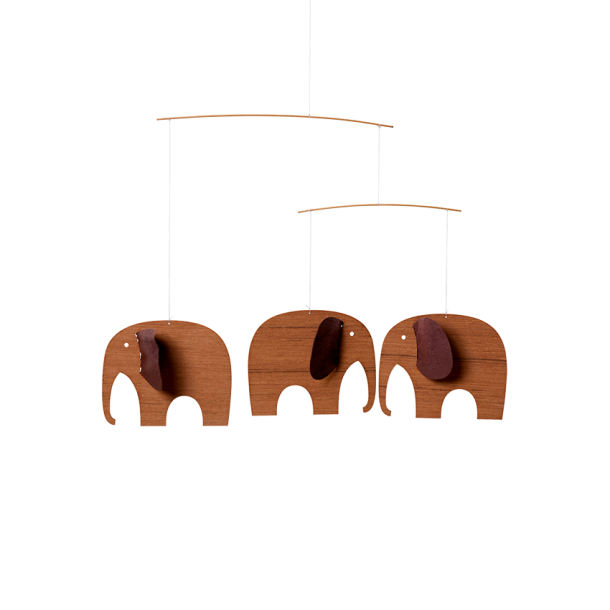 Flensted Mobiles - Design Uro - Baby Elefanter 3 - I Teaktr