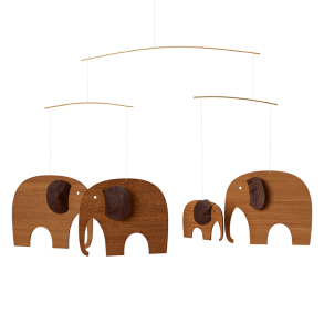 Flensted Mobiles - Design Uro - Elefantkomsammen - I Teaktr