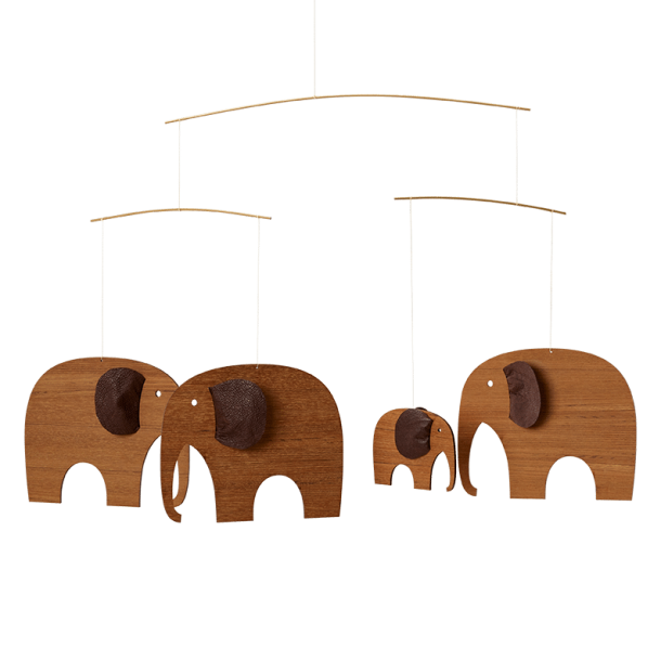 Flensted Mobiles - Design Uro - Elefantkomsammen - I Teaktr