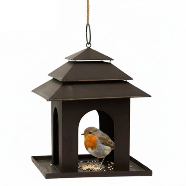 Fuglehus � Fuglefoderhus i rust metal � Til haven