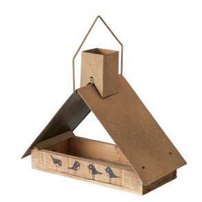 Fuglehus - Fuglefoderhus i tr og cortenstl