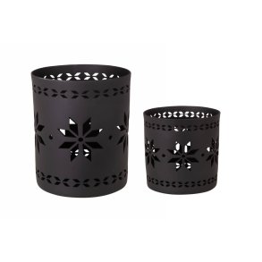 Fyrfadsstager � Stjerne stager i porcel�n � Mat sort � S�t/2 stk.