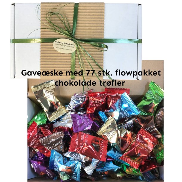 Gave�ske med chokolade tr�fler � 77 stk. � Stor delbar gave til 250,-