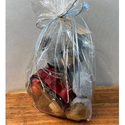 Gavekurv - Barselsgave med lysebl bamse