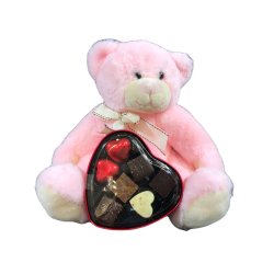 Gavekurv - Barselsgave med lyserd bamse