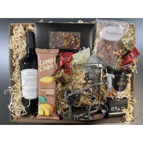 Presentkorg med metallfigur - Mekaniker - Vin och nje