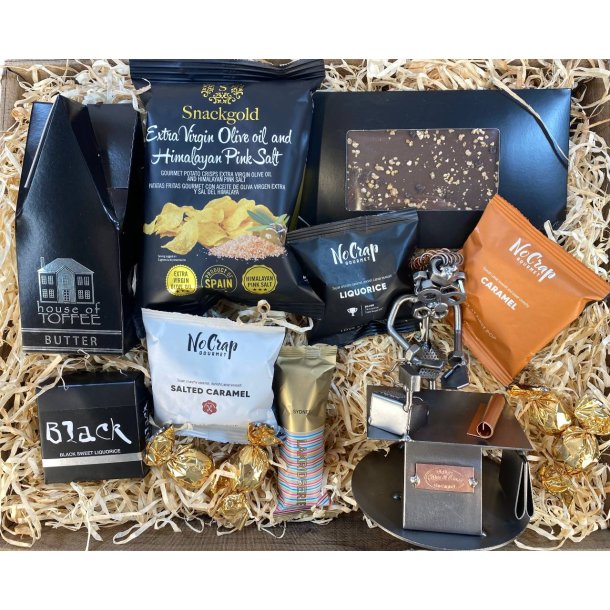 Gavekurv med metalfigur - Butiksassistent - Kvindelig salgsassistent - L�kkerier