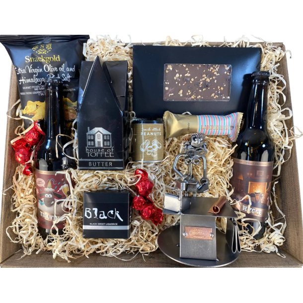 Gavekurv med metalfigur - Butiksassistent - Kvindelig salgsassistent - �l og hygge