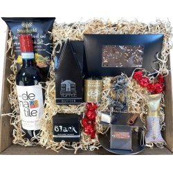 Gavekurv med metalfigur - Butiksassistent - Kvindelig salgsassistent - Vin og hygge