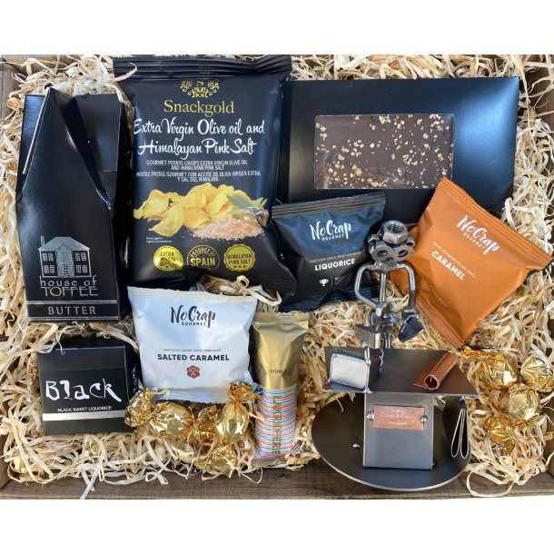 Gavekurv med metalfigur - Butiksassistent - Mandlig salgsassistent - L�kkerier