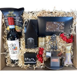 Gavekurv med metalfigur - Butiksassistent - Mandlig salgsassistent - Vin og hygge