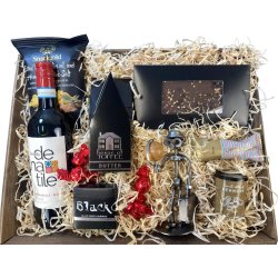 Gavekurv med metalfigur - Den rejselystne mand - Vin og hygge