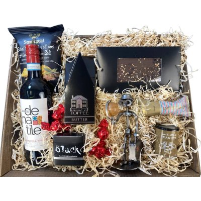 Gavekurv med metalfigur - Den rejselystne mand - Vin og hygge