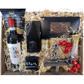 Gavekurv med metalfigur - Fysioterapeut - Kiropraktor - Vin og hygge