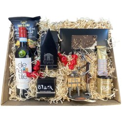 Gavekurv med metalfigur - Kvindelig Butiksslagter - Vin og hygge