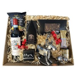 Gavekurv med metalfigur - Kvindelig landmand - Vin og hygge