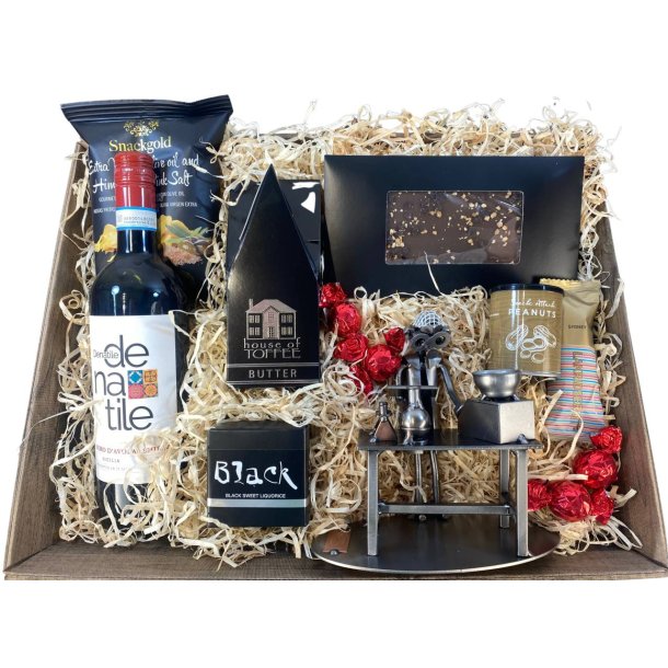 Gavekurv med metalfigur - Laboratorie- og f�devareteknolog - Vin og hygge