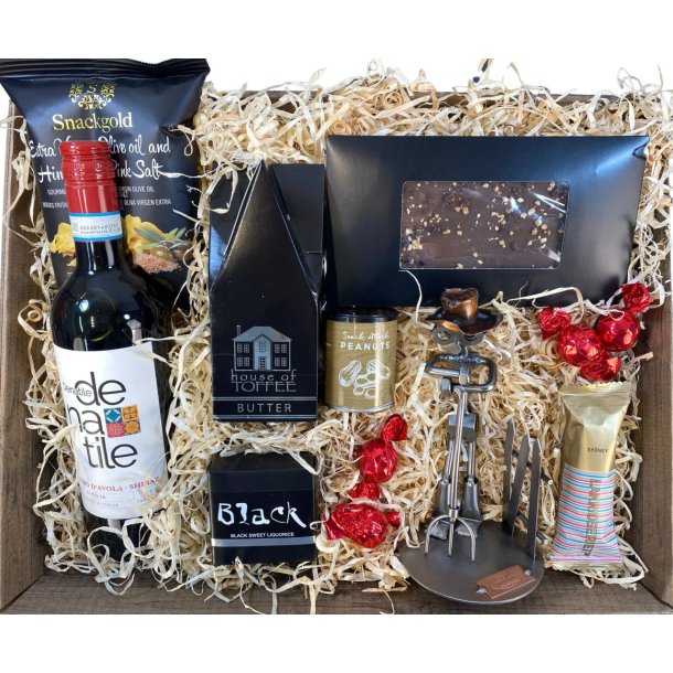 Gavekurv med metalfigur - Landmand - Farmer - Vin og hygge