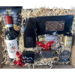 Gavekurv med metalfigur - Mand P� Ladcykel - Vin og hygge