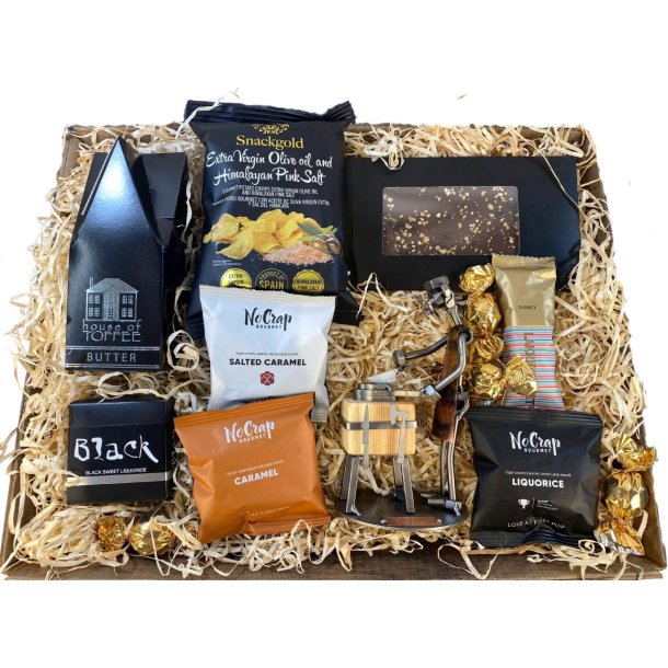 Gavekurv med metalfigur - Mandlig Butiksslagter � L�kkerier