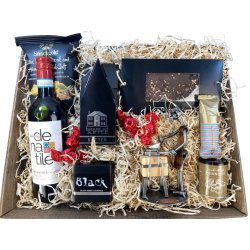 Gavekurv med metalfigur - Mandlig Butiksslagter - Vin og hygge