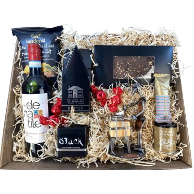 Gavekurv med metalfigur - Mandlig Butiksslagter - Vin og hygge