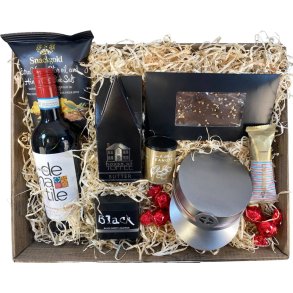 Gavekurv med metalfigur - Metal studenterhue med gravering - Vin og hygge