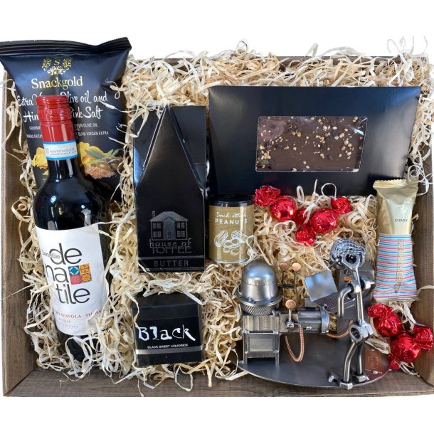 Gavekurv med metalfigur - Pharma procesoperat�r - Vin og hygge