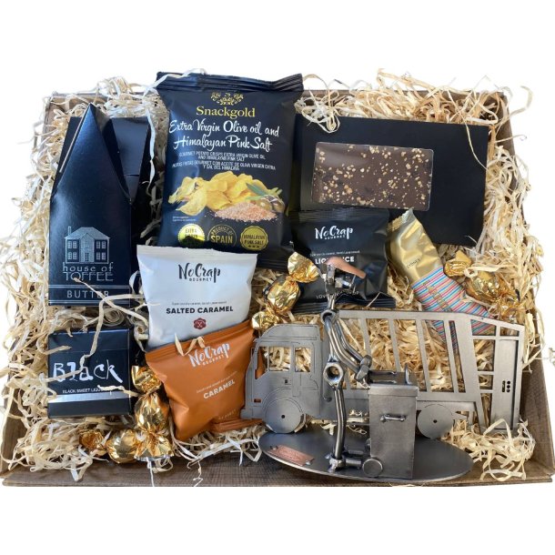 Gavekurv med metalfigur - Renovationsmedarbejder - Skraldemand - Lkkerier