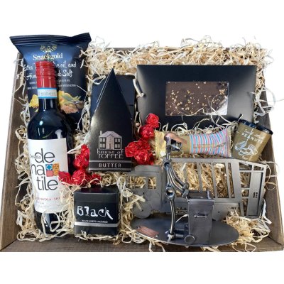 Gavekurv med metalfigur - Renovationsmedarbejder - Skraldemand - Vin og hygge