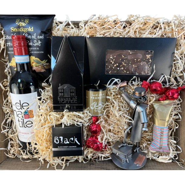 Gavekurv med metalfigur - Student - Kvinde - Vin og hygge