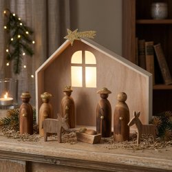 rybbespil i tr� 35 cm med guld og dekorative detaljer