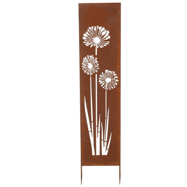 Havespyd - Rust plade med blomster udskringer