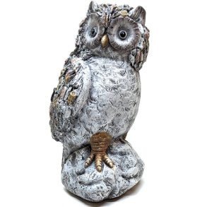 Havefigur - Ugle p sten - H 41 cm