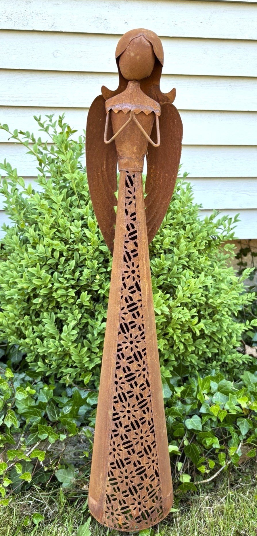 Havefigur Engel H85 cm │ Cortenstål udendørs havepynt, bestil her